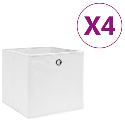 Boîtes de rangement 4 pcs Tissu intissé 28x28x28 cm Blanc 