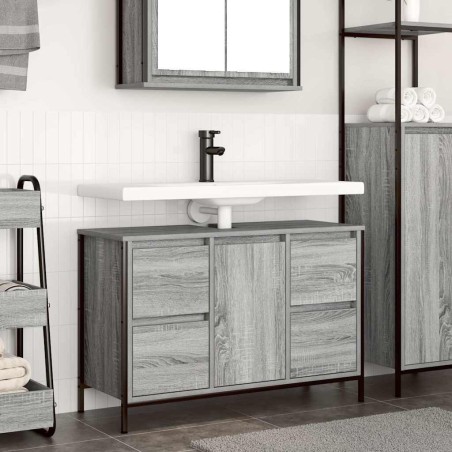 Meuble sous-vasque avec tiroirs sonoma gris 90x34,5x60cm 