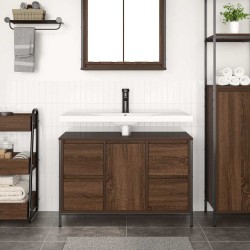 Meuble sous-vasque avec tiroirs chêne marron 90x34,5x60 cm 