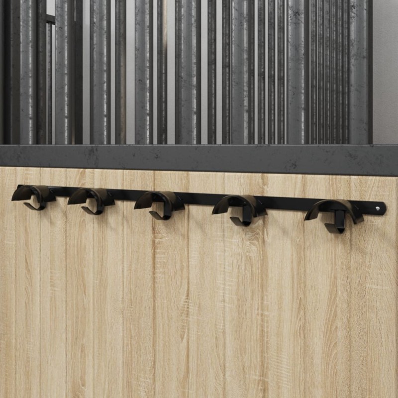 Porte-bride pour 5 brides avec 5 crochets noir fer 