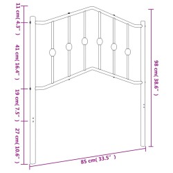 Tête de lit métal blanc 80 cm 