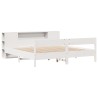 Lit bibliothèque sans matelas blanc 200x200 cm bois pin massif 