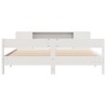 Lit bibliothèque sans matelas blanc 200x200 cm bois pin massif 