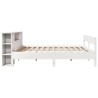 Lit bibliothèque sans matelas blanc 200x200 cm bois pin massif 