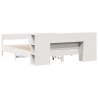 Lit bibliothèque sans matelas blanc 200x200 cm bois pin massif 