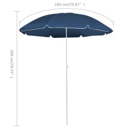 Parasol de jardin avec mât en acier bleu 180 cm 