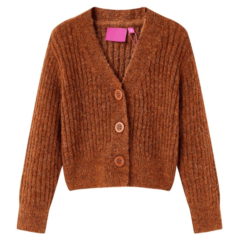 Cardigan pour enfants tricoté cognac 140 