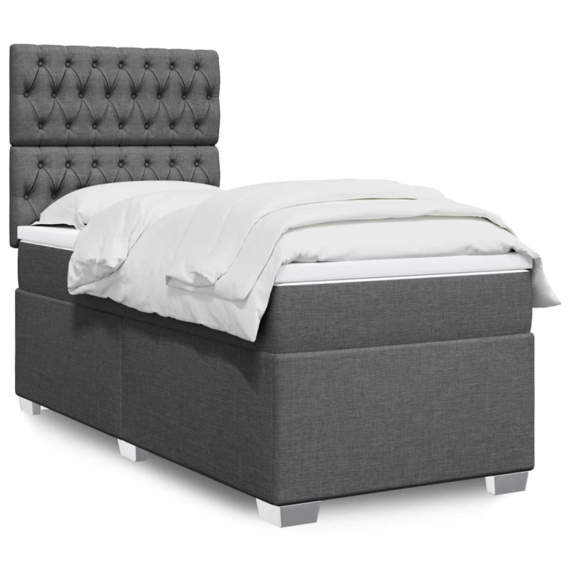 Sommier à lattes de lit avec matelas Gris foncé 80x200 cm Tissu 