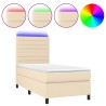 Sommier à lattes de lit et matelas et LED Crème 100x200cm Tissu 