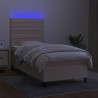 Sommier à lattes de lit et matelas et LED Crème 100x200cm Tissu 