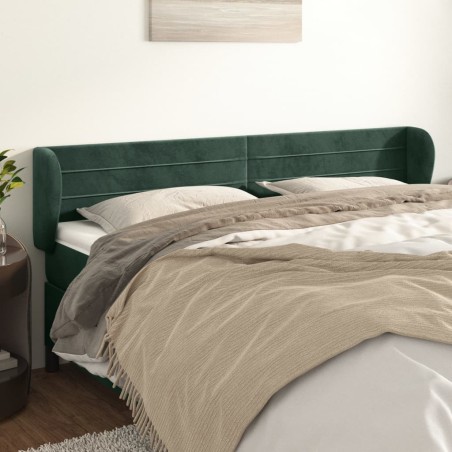Tête de lit avec oreilles Vert foncé 183x23x78/88 cm Velours 
