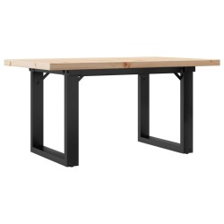 Table basse cadre en O 80x50x40,5cm bois de pin massif et acier 