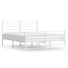 Cadre de lit métal sans matelas et pied de lit blanc 135x190 cm 