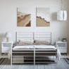 Cadre de lit métal sans matelas et pied de lit blanc 135x190 cm 