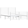 Cadre de lit métal sans matelas et pied de lit blanc 135x190 cm 