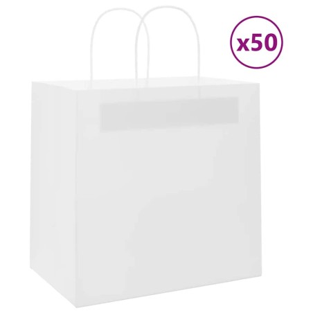 Sacs en papier 50 pcs avec poignées blanc 26x17x25 cm 