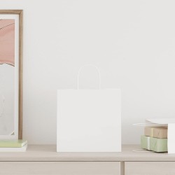 Sacs en papier 50 pcs avec poignées blanc 26x17x25 cm 