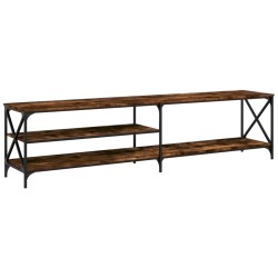 Meuble TV chêne fumé 200x40x50 cm bois d'ingénierie et métal 