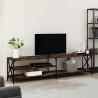 Meuble TV chêne fumé 200x40x50 cm bois d'ingénierie et métal 