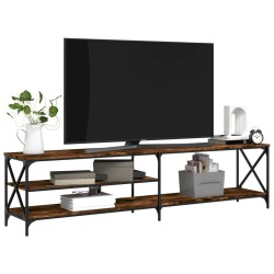 Meuble TV chêne fumé 200x40x50 cm bois d'ingénierie et métal 