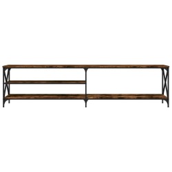 Meuble TV chêne fumé 200x40x50 cm bois d'ingénierie et métal 