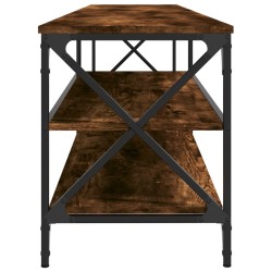 Meuble TV chêne fumé 200x40x50 cm bois d'ingénierie et métal 