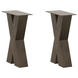 Pieds de table basse en forme de X, 2 pièces, acier naturel, 38 x (42-43) cm 