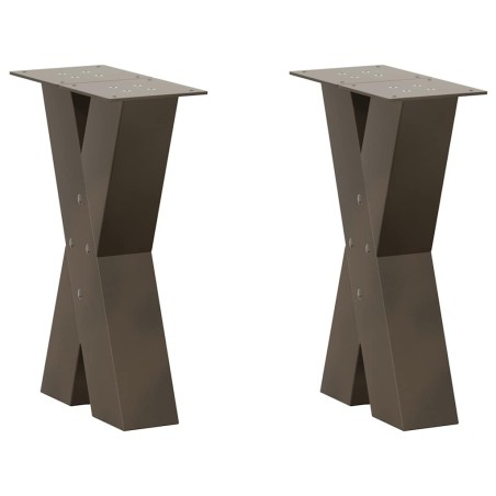 Pieds de table basse en forme de X, 2 pièces, acier naturel, 38 x (42-43) cm 