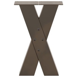 Pieds de table basse en forme de X, 2 pièces, acier naturel, 38 x (42-43) cm 