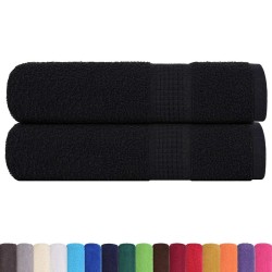 Serviettes de douche 2 pcs noir 70x140 cm 360 g/m² 100% coton 