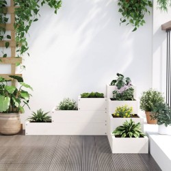 Jardinière 4 niveaux 80,5x79x36 cm blanc bois de pin massif 