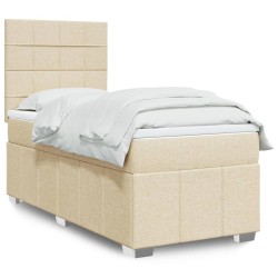Sommier à lattes de lit et matelas Crème 90x190 cm Tissu 