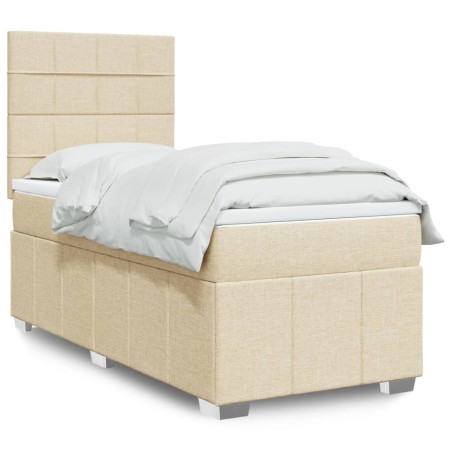 Sommier à lattes de lit et matelas Crème 90x190 cm Tissu 