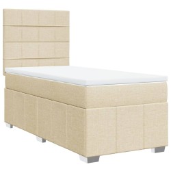 Sommier à lattes de lit et matelas Crème 90x190 cm Tissu 