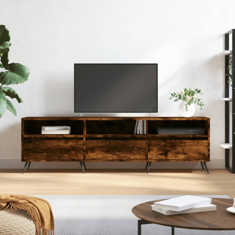 Meuble TV chêne fumé 150x30x44,5 cm bois d'ingénierie Meuble TV chêne fumé 150x30x44,5 cm bois d'ingénierie