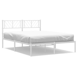 Cadre de lit métal sans matelas et tête de lit blanc 140x190 cm 
