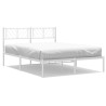 Cadre de lit métal sans matelas et tête de lit blanc 140x190 cm 