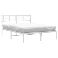 Cadre de lit métal sans matelas et tête de lit blanc 140x190 cm 