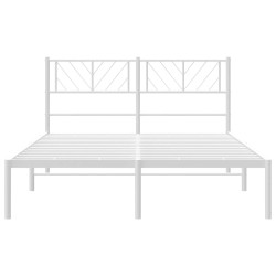 Cadre de lit métal sans matelas et tête de lit blanc 140x190 cm 