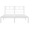 Cadre de lit métal sans matelas et tête de lit blanc 140x190 cm 