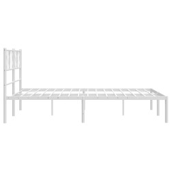 Cadre de lit métal sans matelas et tête de lit blanc 140x190 cm 