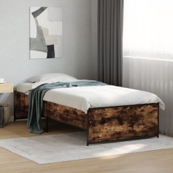 Cadre de lit sans matelas chêne fumé 75x190 cm 