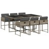 Ensemble à manger de jardin et coussins 7 pcs gris rotin 