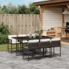 Ensemble à manger de jardin et coussins 7 pcs marron rotin 