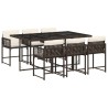 Ensemble à manger de jardin et coussins 7 pcs marron rotin 