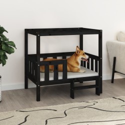 Lit pour chien Noir 95,5x73,5x90 cm Bois de pin solide 
