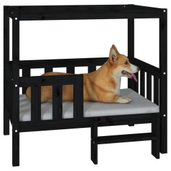 Lit pour chien Noir 95,5x73,5x90 cm Bois de pin solide 