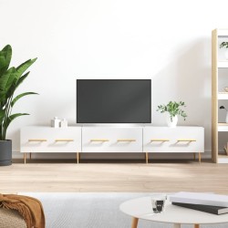 Meuble TV blanc brillant 150x36x30 cm bois d'ingénierie 