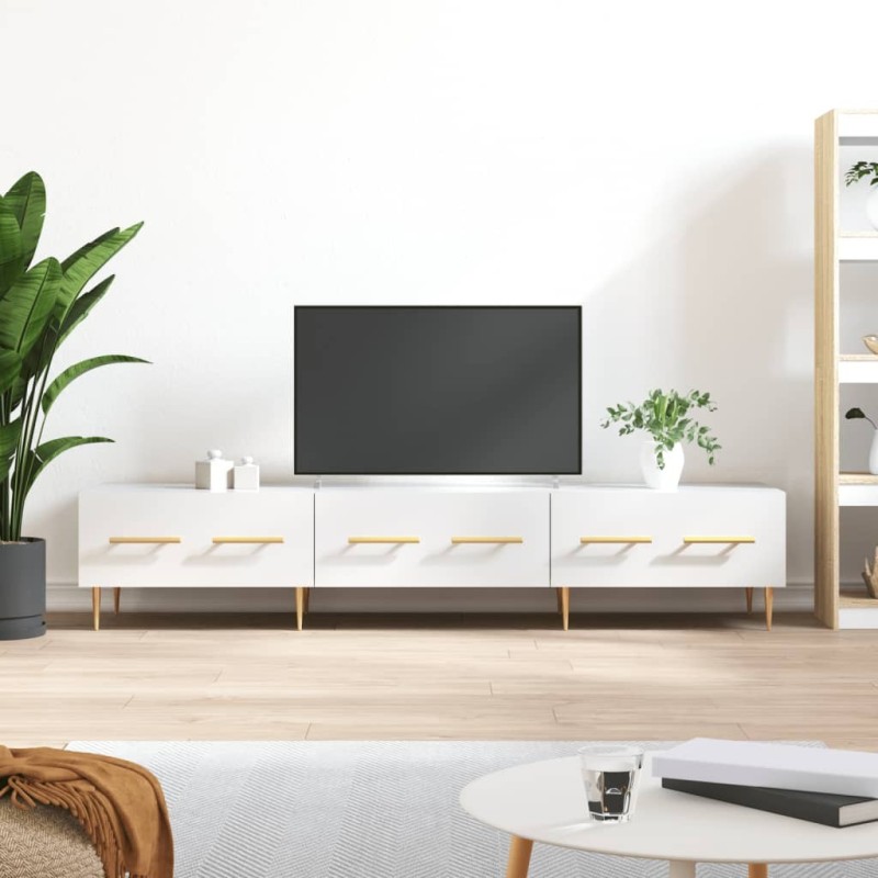 Meuble TV blanc brillant 150x36x30 cm bois d'ingénierie Meuble TV blanc brillant 150x36x30 cm bois d'ingénierie
