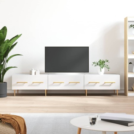 Meuble TV blanc brillant 150x36x30 cm bois d'ingénierie 